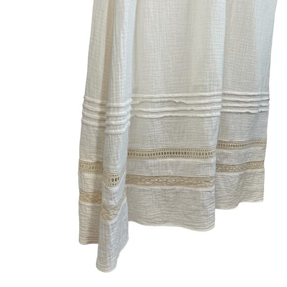 UpWest Plisse White Crochet Lace Detail Soft 100% Organic Cotton Maxi Dress M - Picture 6 of 16